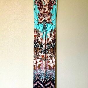 Venus halter dress, -never worn. Bright colors with some animal print.